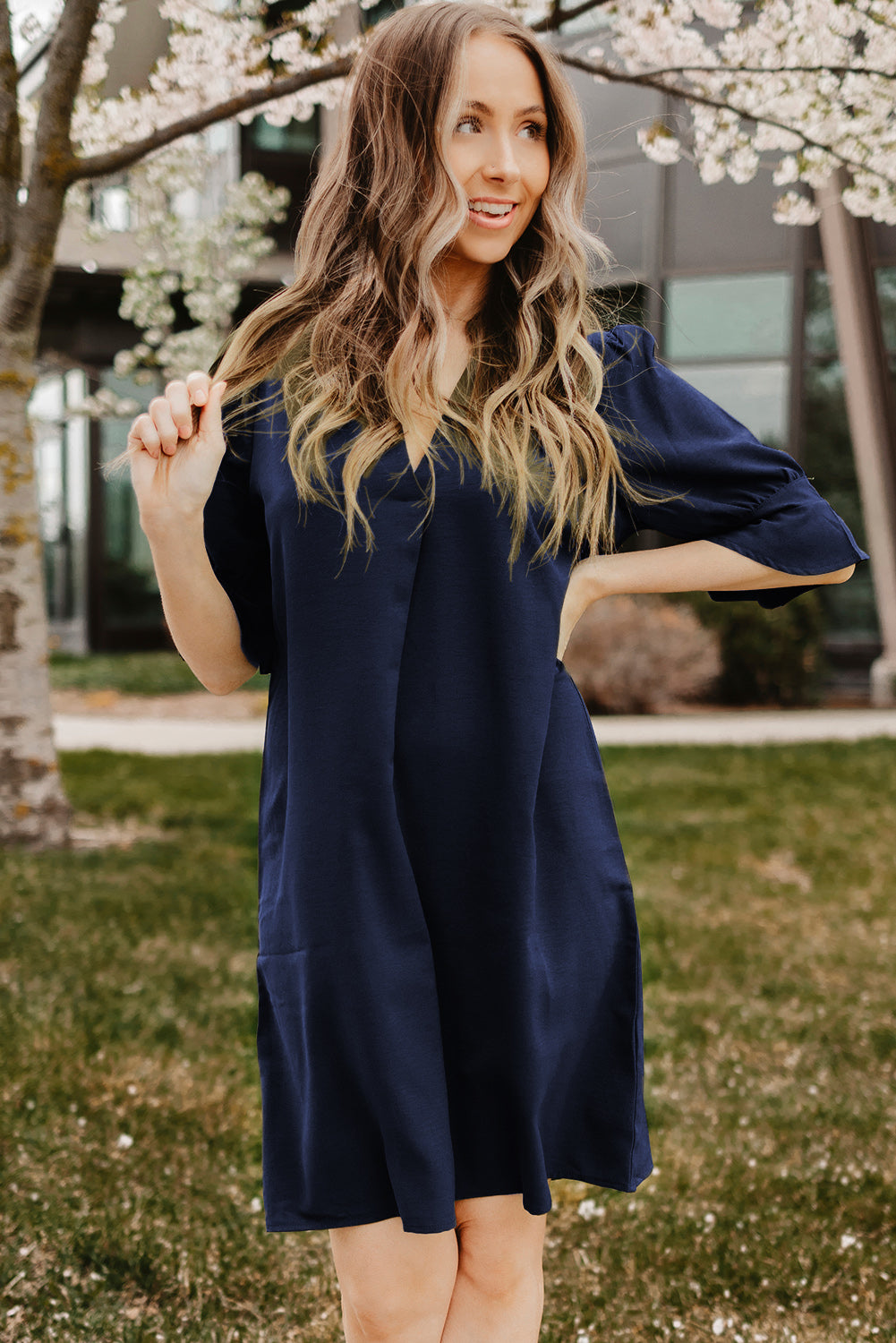 Puff Sleeve Shift Dress