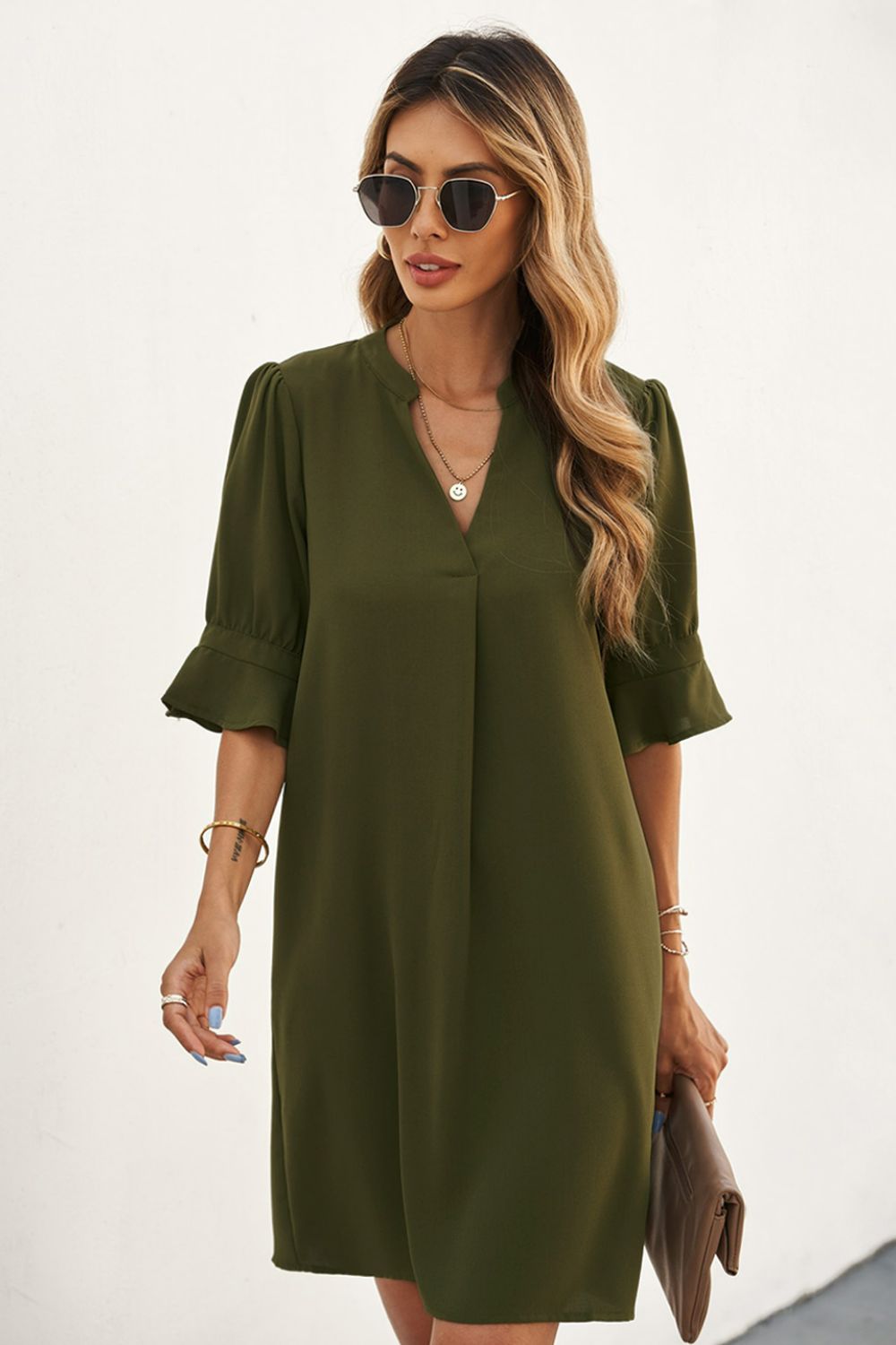 Puff Sleeve Shift Dress