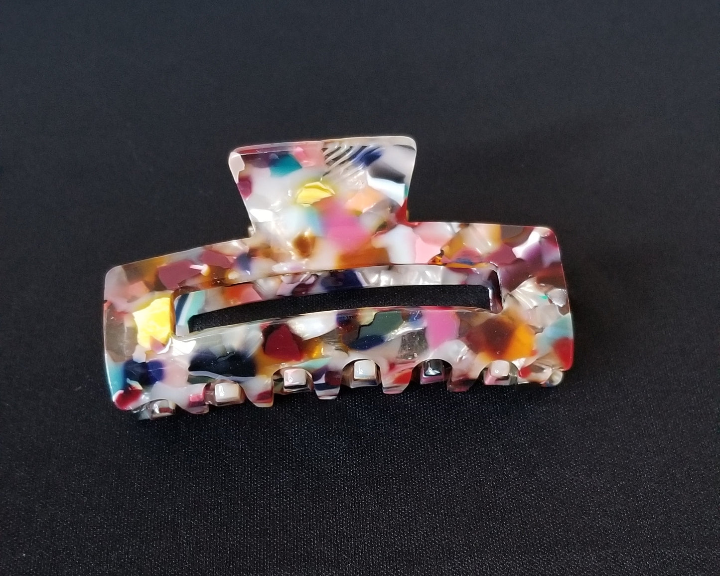 Large 3.1" Hollow Celluloid Acetate Claw Tortoise Hair Clip