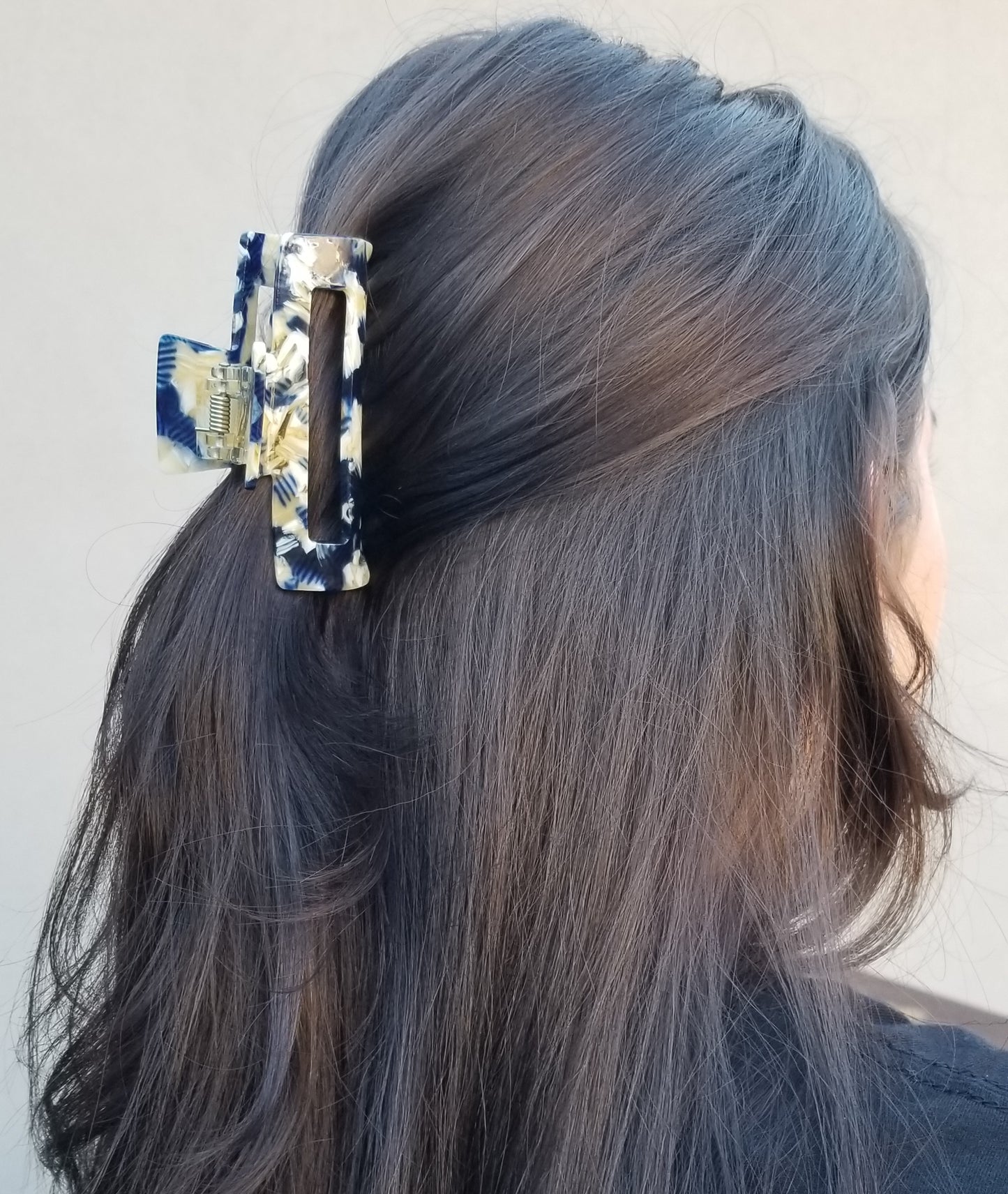 Large 3.1" Hollow Celluloid Acetate Claw Tortoise Hair Clip