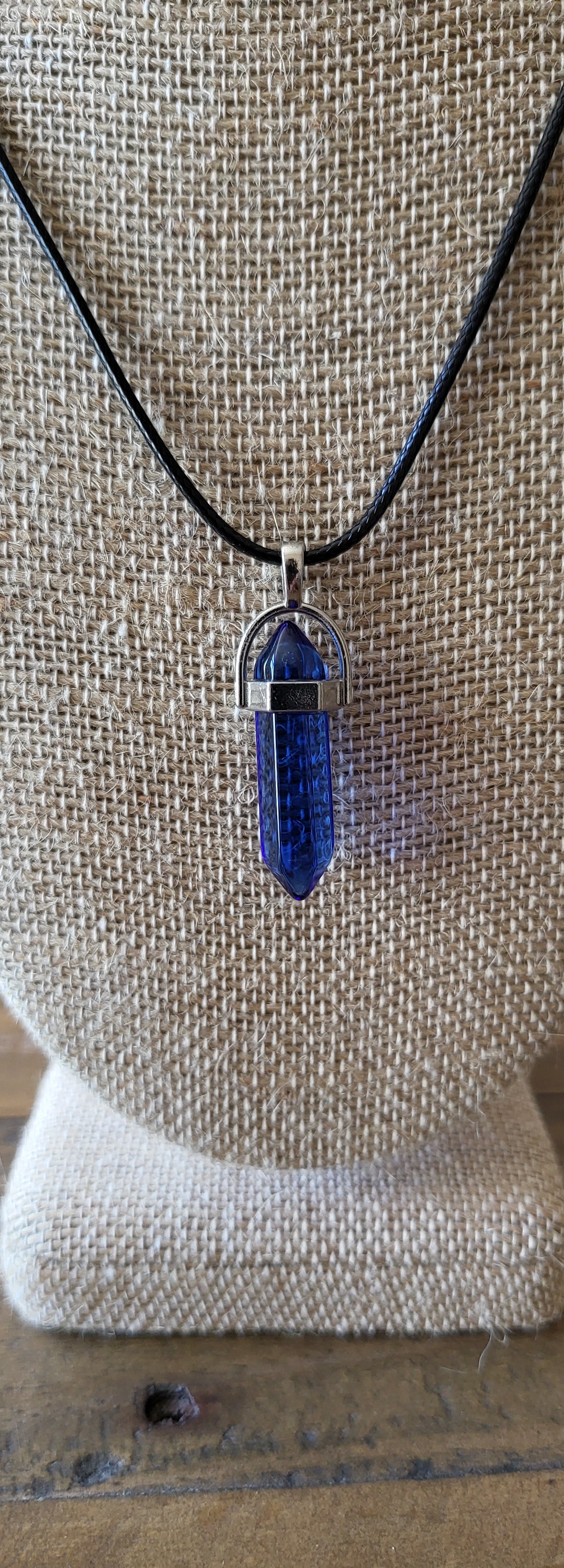 Healing Crystal Fashion Necklace on a Black Soft Rope Unisex