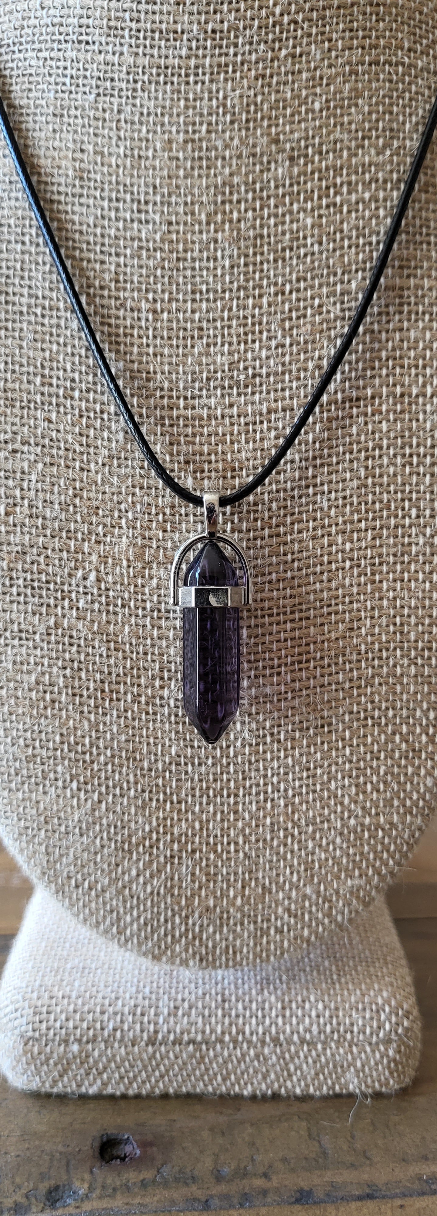 Healing Crystal Fashion Necklace on a Black Soft Rope Unisex