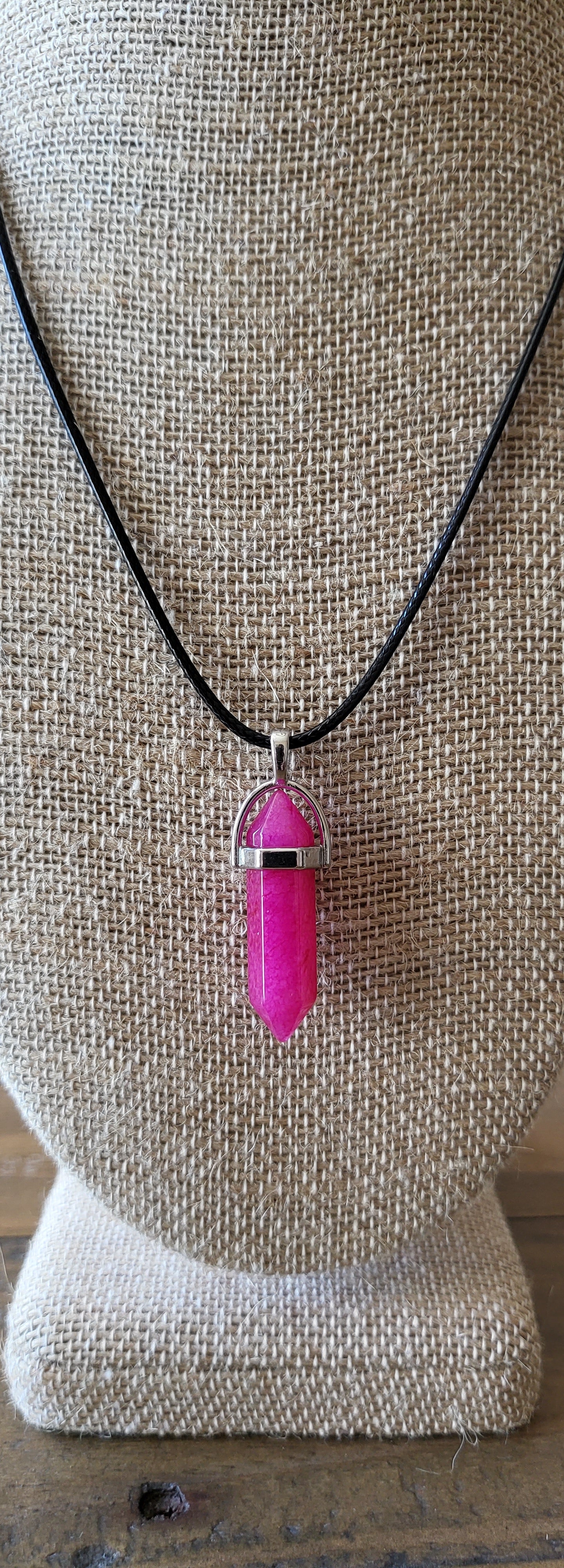 Healing Crystal Fashion Necklace on a Black Soft Rope Unisex