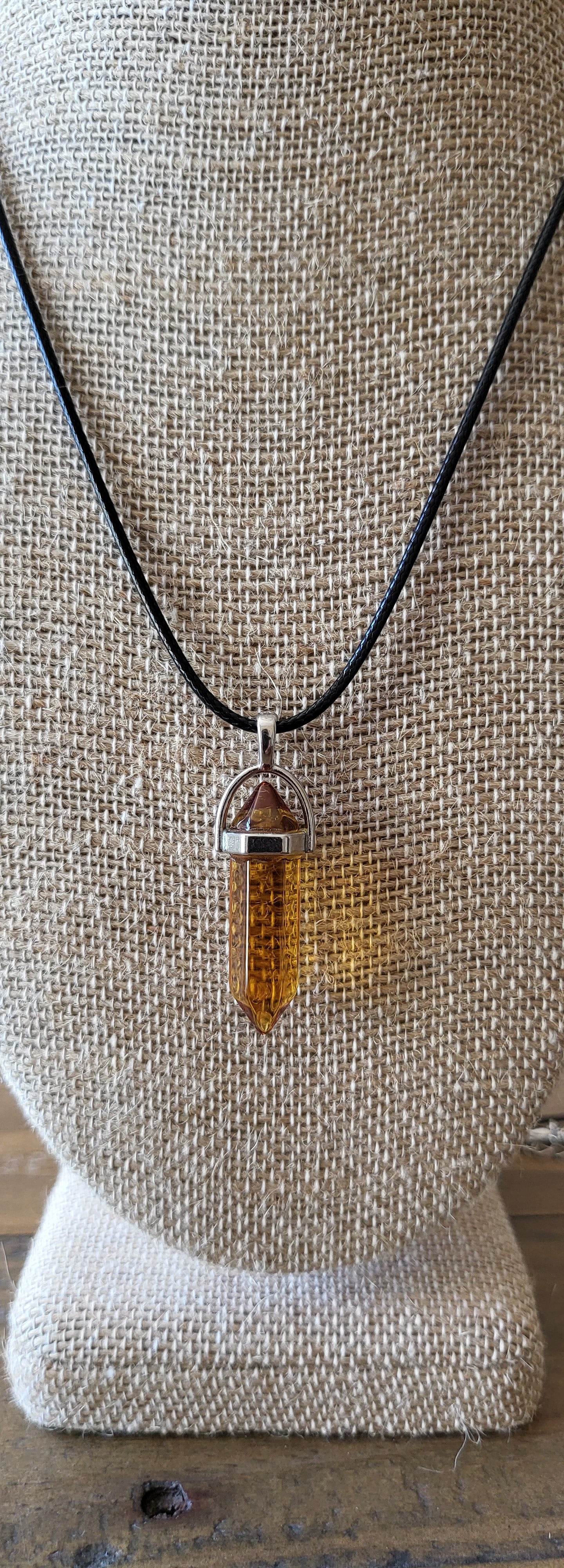 Healing Crystal Fashion Necklace on a Black Soft Rope Unisex