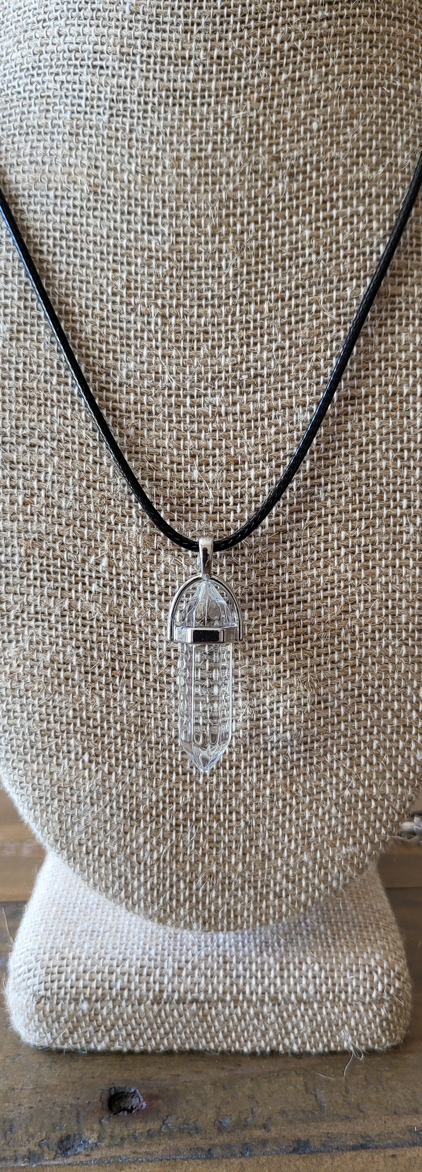 Healing Crystal Fashion Necklace on a Black Soft Rope Unisex