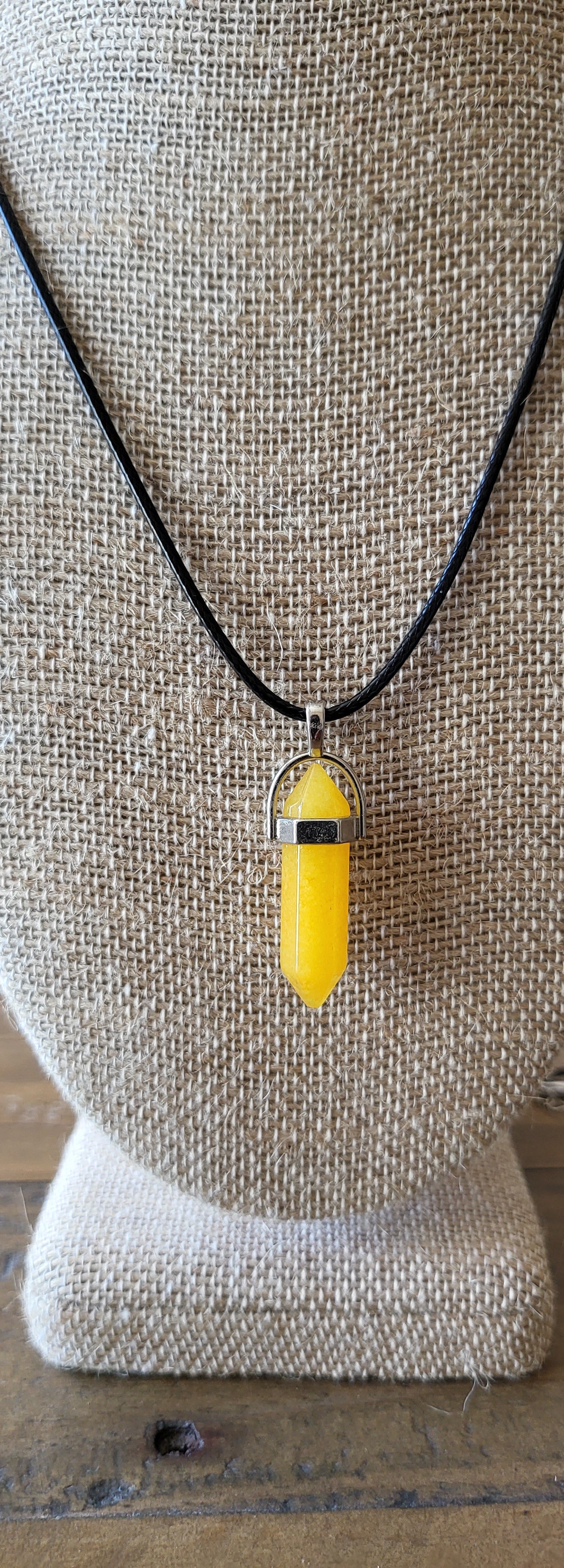 Healing Crystal Fashion Necklace on a Black Soft Rope Unisex