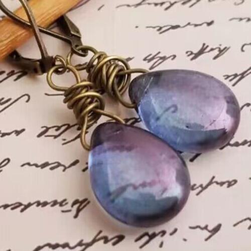 Gemstone Drop Earrings in Purple or Tangerine Color