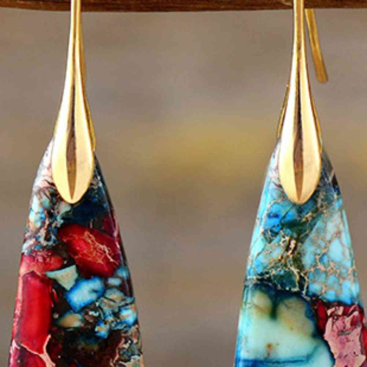 Red Blue Dangle Earrings in Gold Silver Color