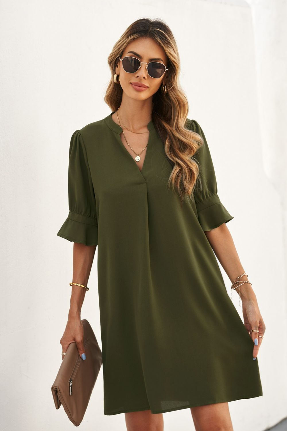 Puff Sleeve Shift Dress