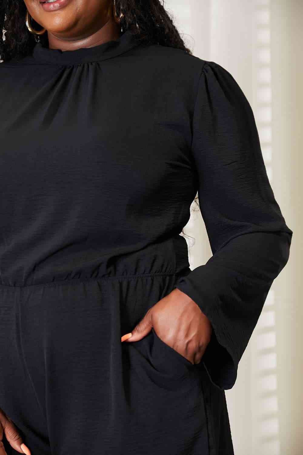 Black Open Back Romper with Pockets