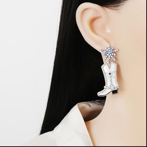 Cowgirl Boot Stone Earrings