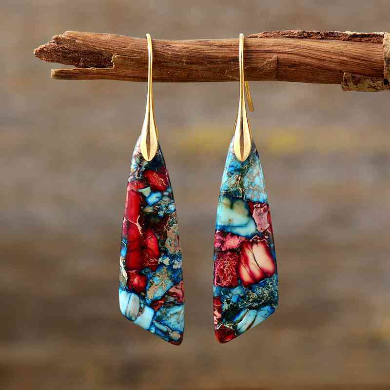 Red Blue Dangle Earrings in Gold Silver Color