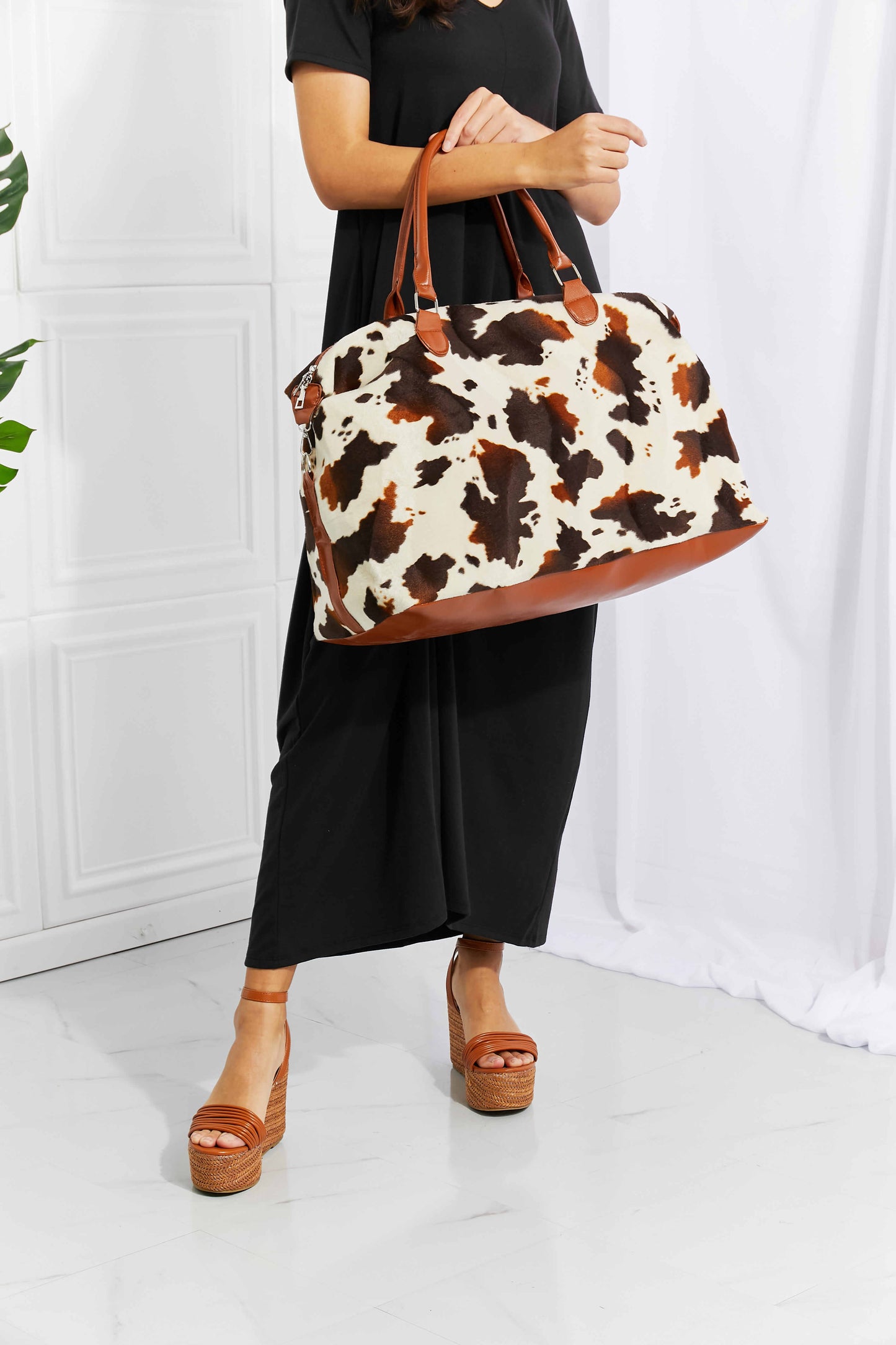 Animal Print Plush Weekend Bag Carry All Bag