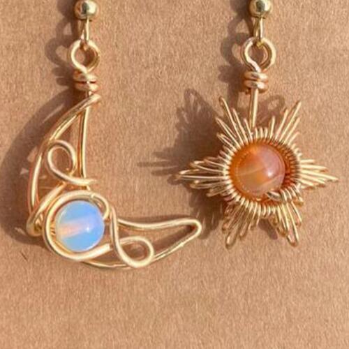 Beaded Moon Sun Earrings, Gift Ideas