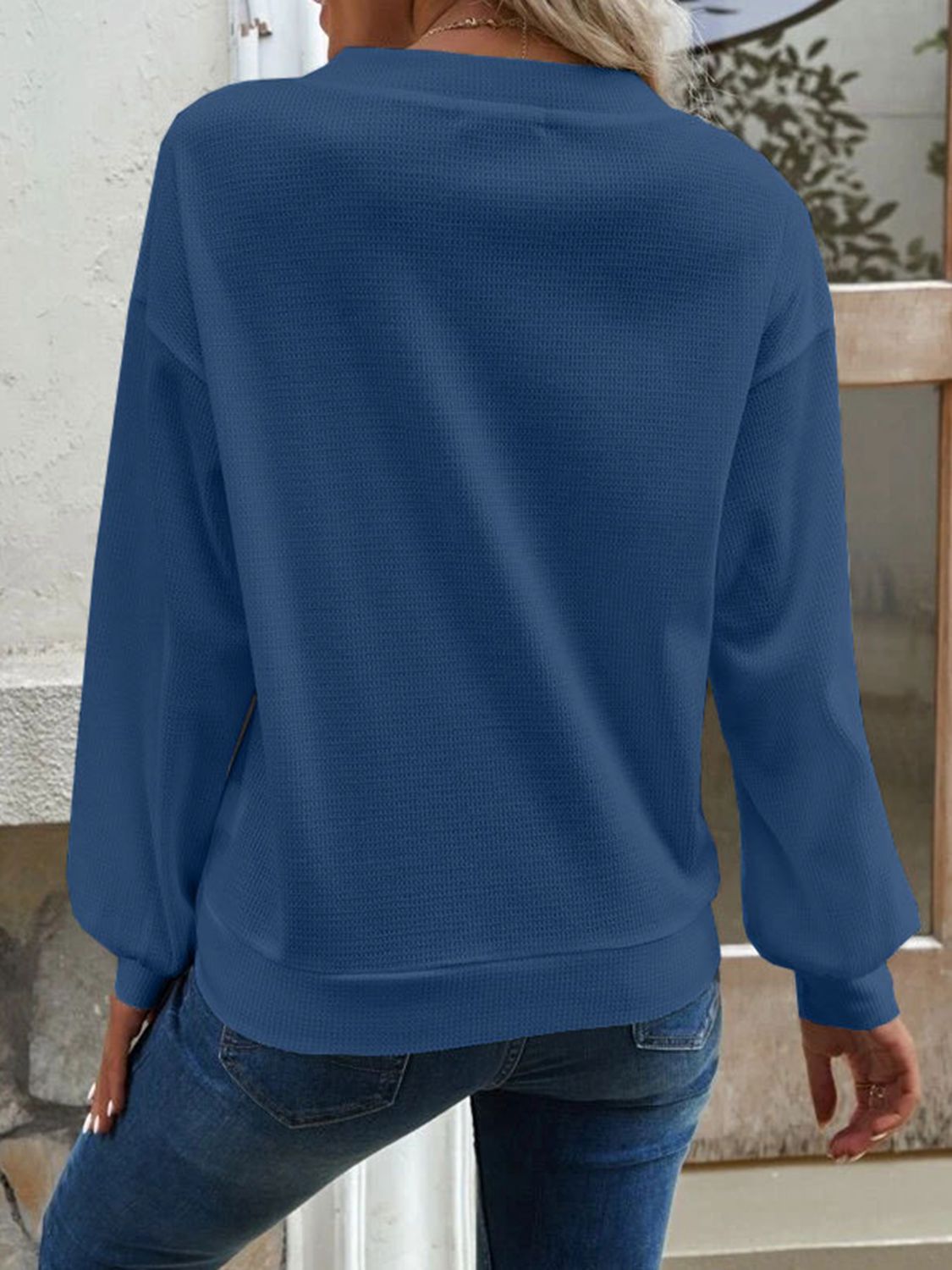 Casual V-Neck Dropped Shoulder Blouse