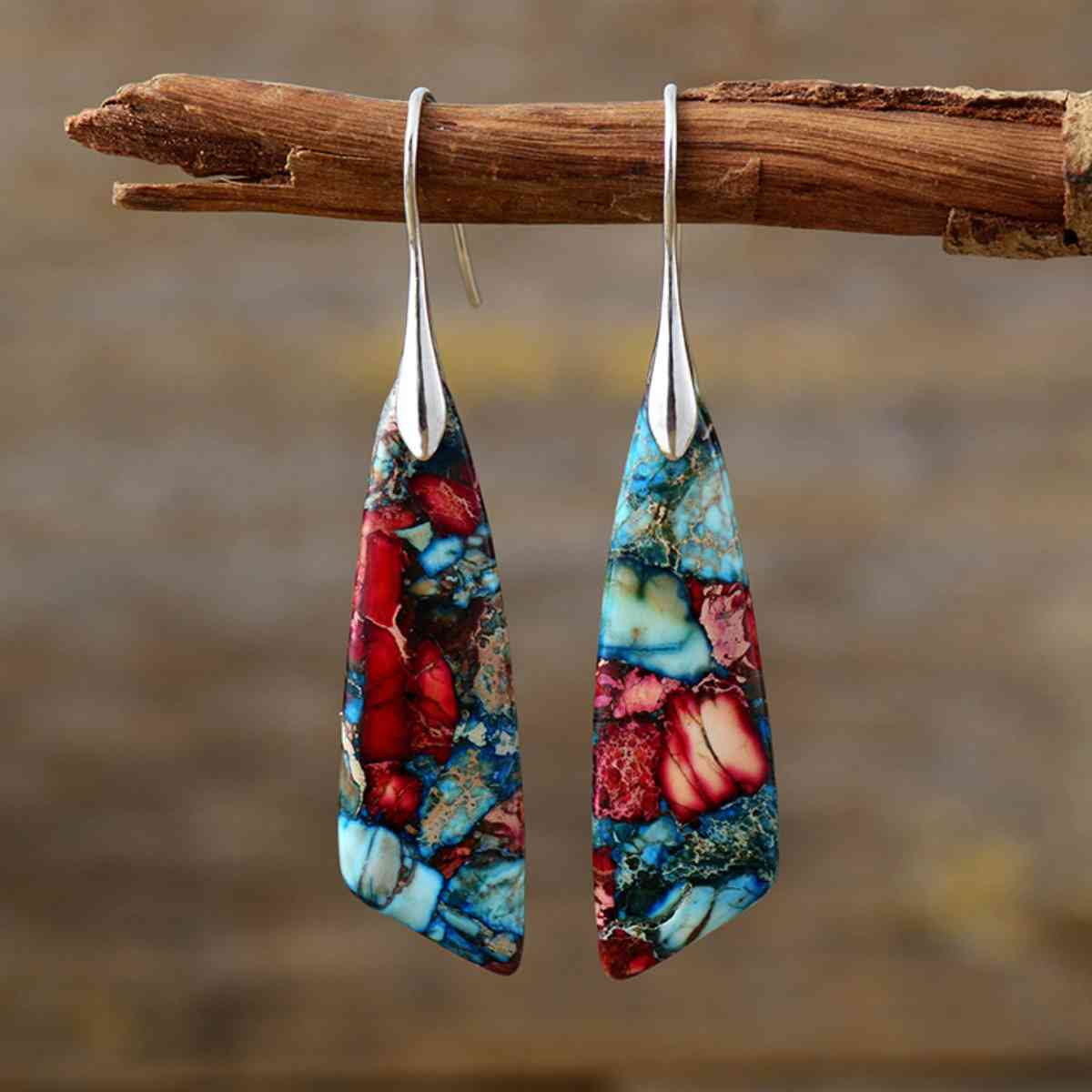 Red Blue Dangle Earrings in Gold Silver Color