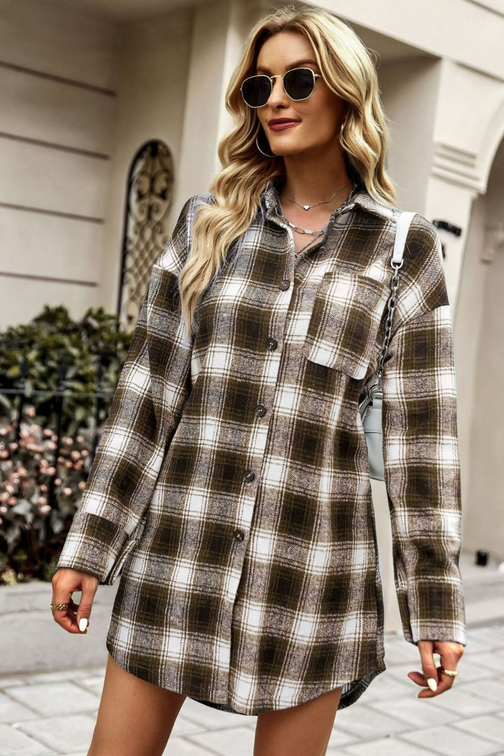 Plaid Long Sleeve Dress or Plaid Long Sleeve Shirt Shacket