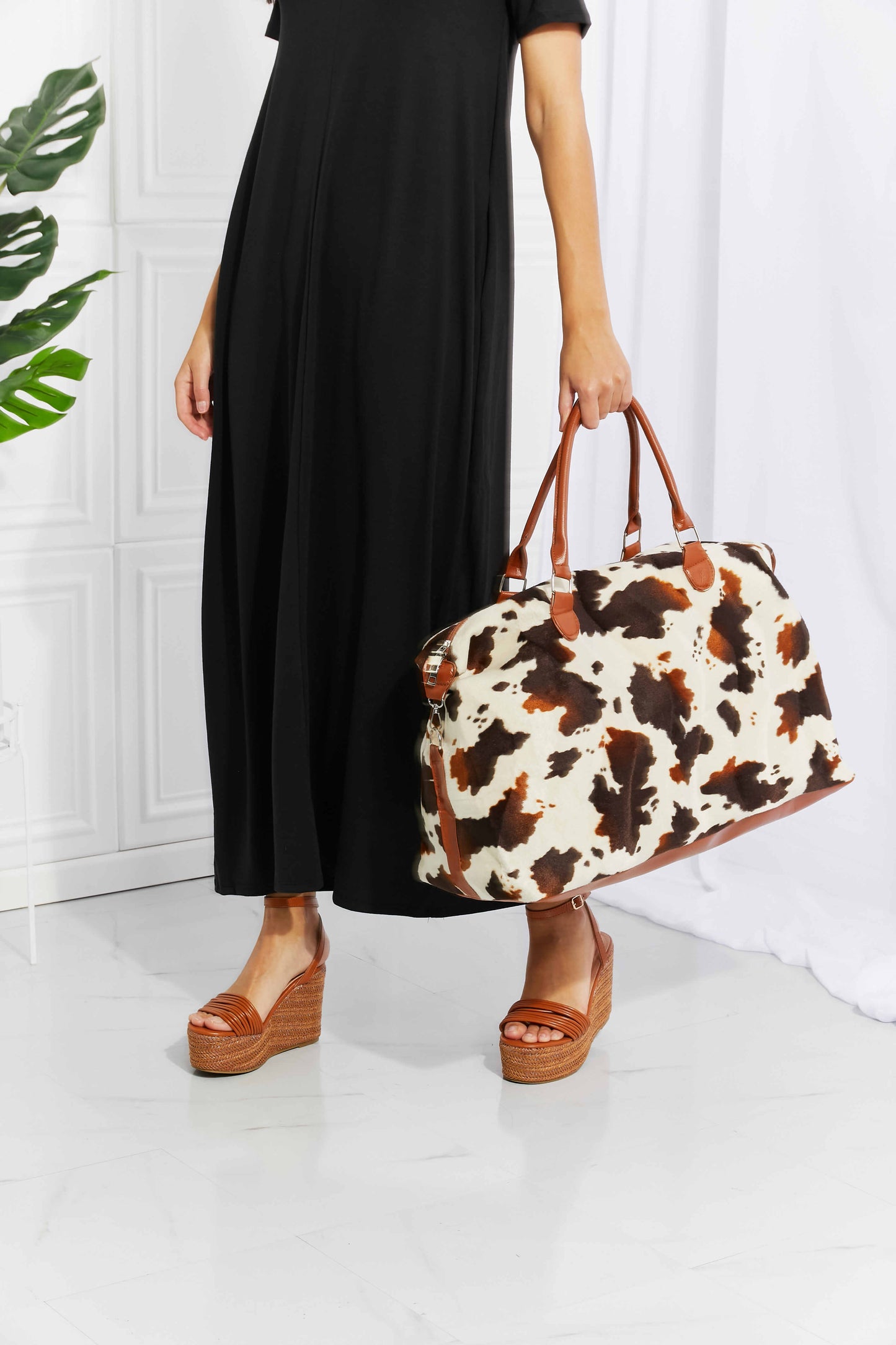 Animal Print Plush Weekend Bag Carry All Bag
