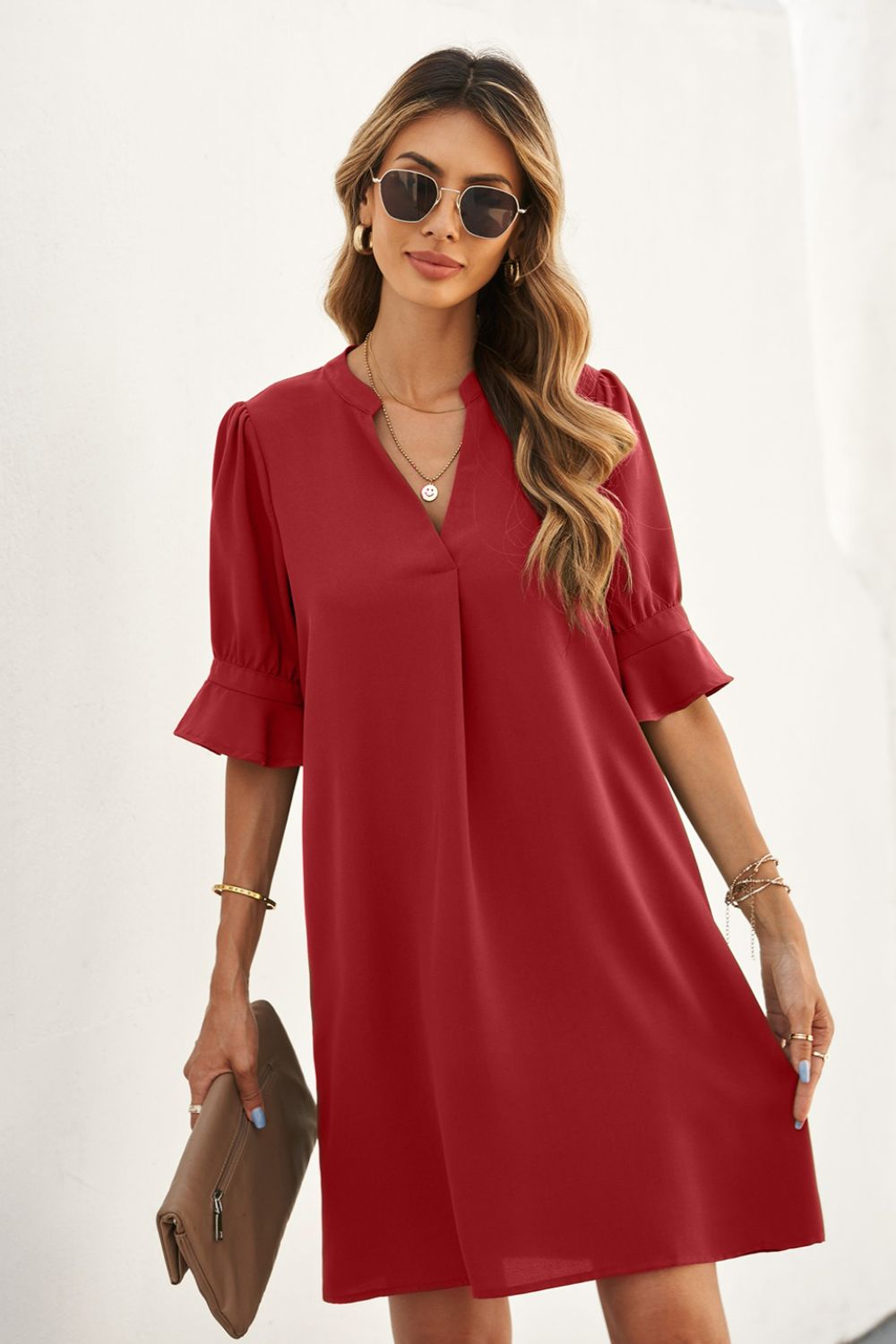 Puff Sleeve Shift Dress
