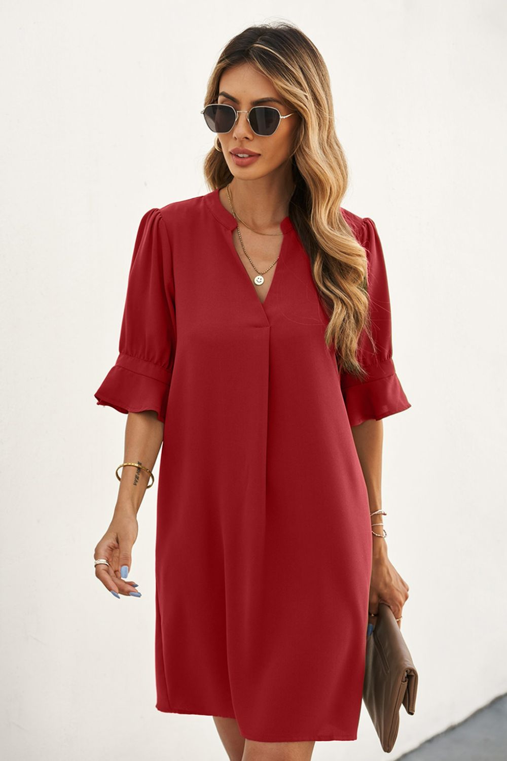 Puff Sleeve Shift Dress