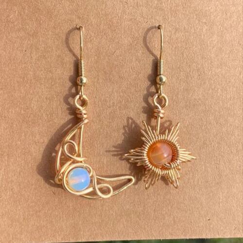 Beaded Moon Sun Earrings, Gift Ideas