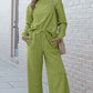 Textured Long Sleeve Top and Drawstring Pants 2 Piece Set