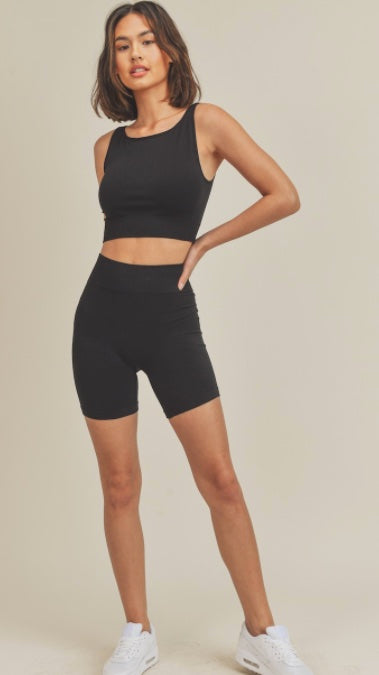 Seamless Crop Top & Biker Short Set