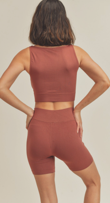 Seamless Crop Top & Biker Short Set