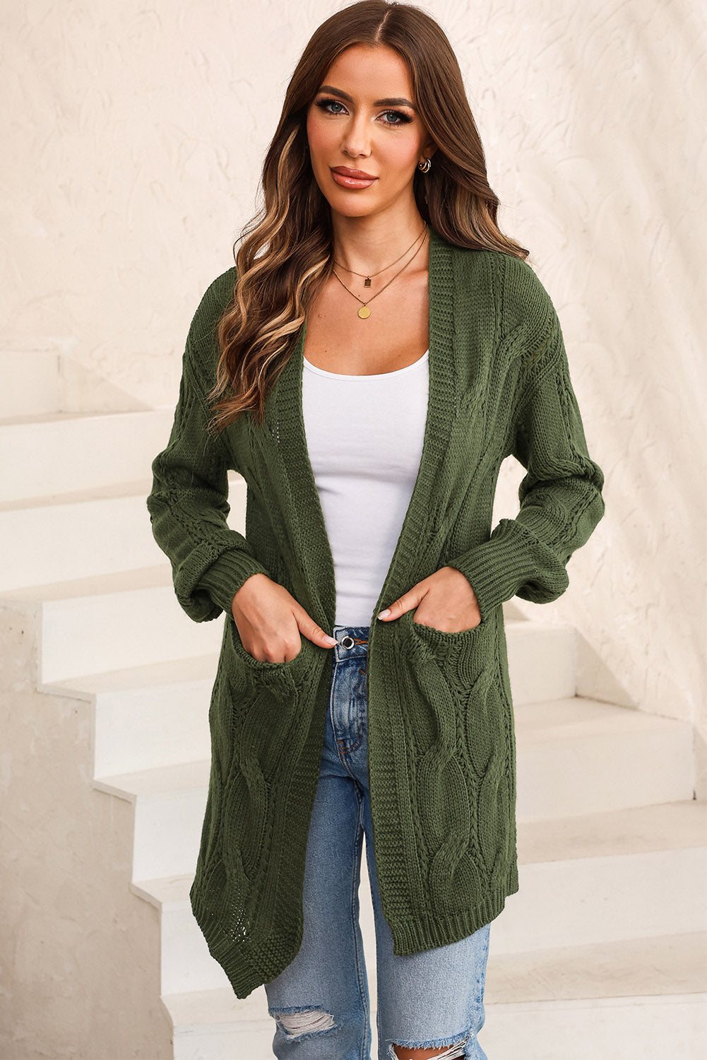 Casual Chic Long Cable-Knit Cardigan