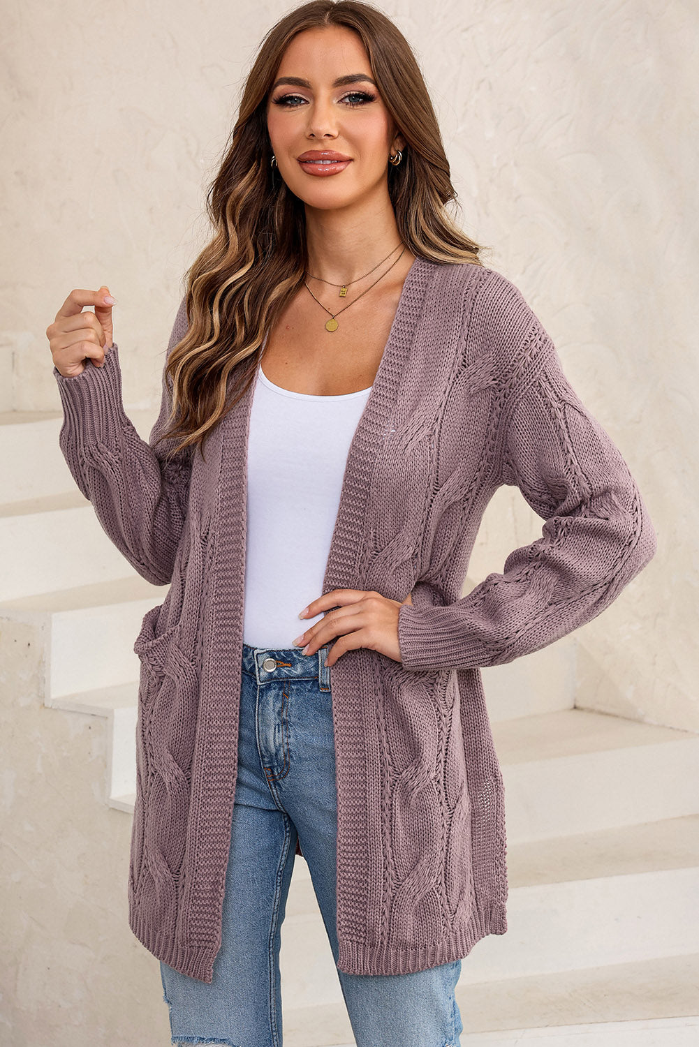 Casual Chic Long Cable-Knit Cardigan