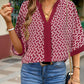 Geometric Print Ladies Notched Blouse