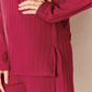 2-Piece Ribbed Round Neck High-Low Slit Top and Pants Set