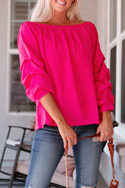 Off-Shoulder Pink Blouse