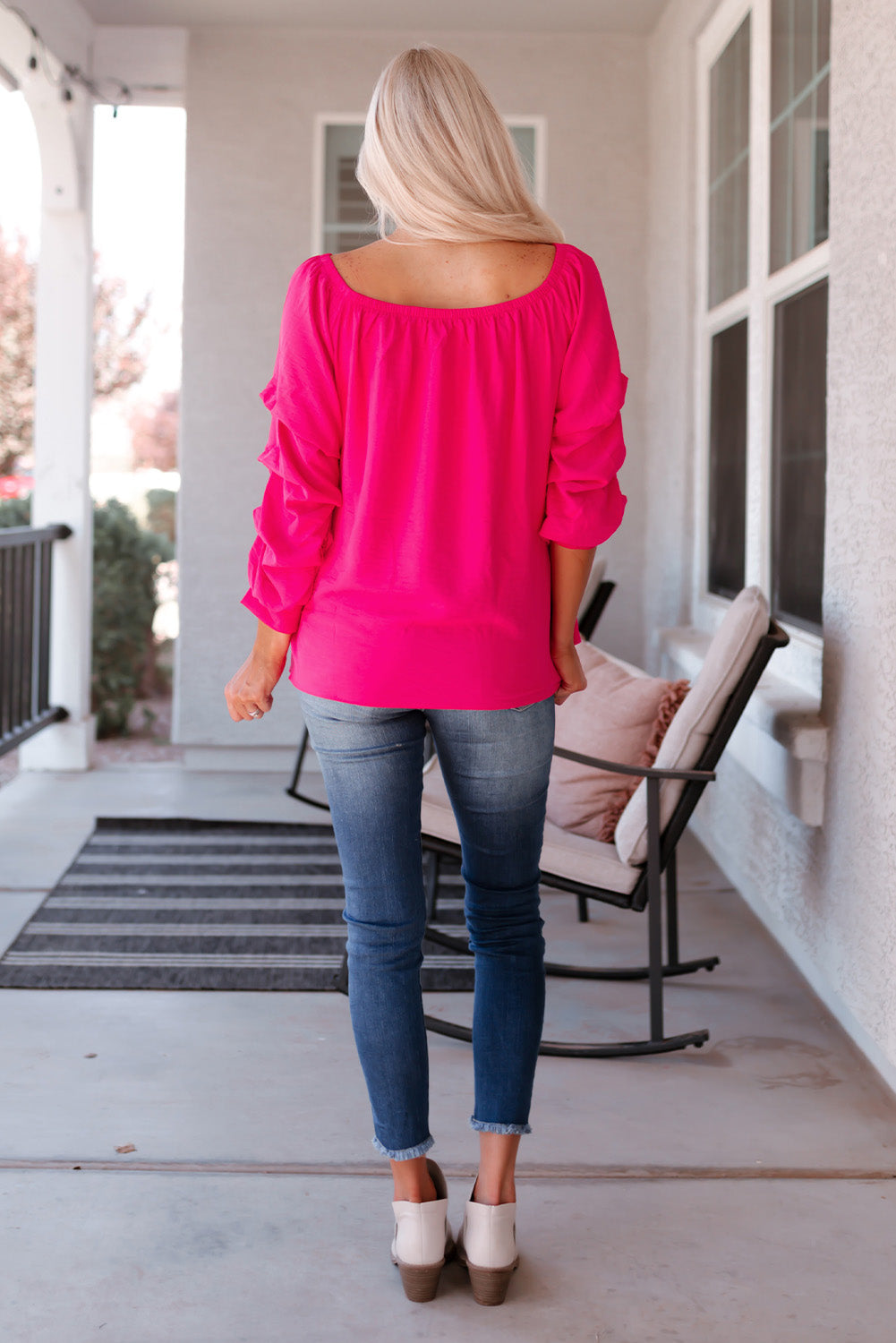 Off-Shoulder Pink Blouse