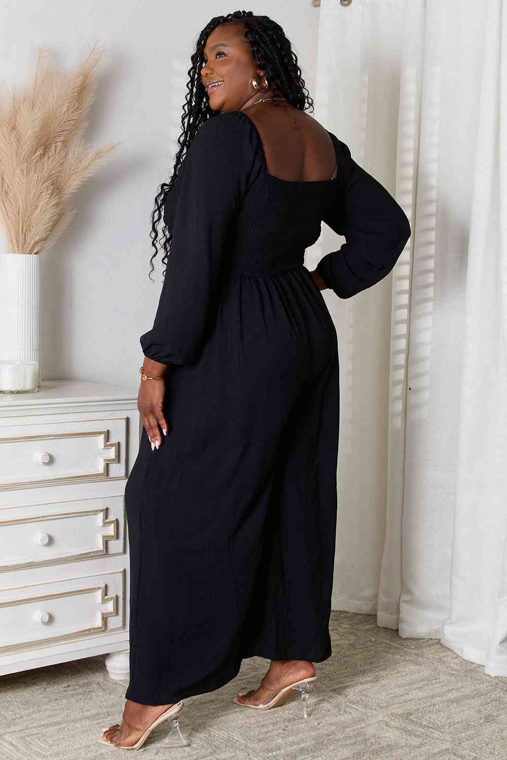 Black Casual Chic Jumpsuit with Pockets