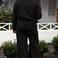 Textured Long Sleeve Top and Drawstring Pants 2 Piece Set