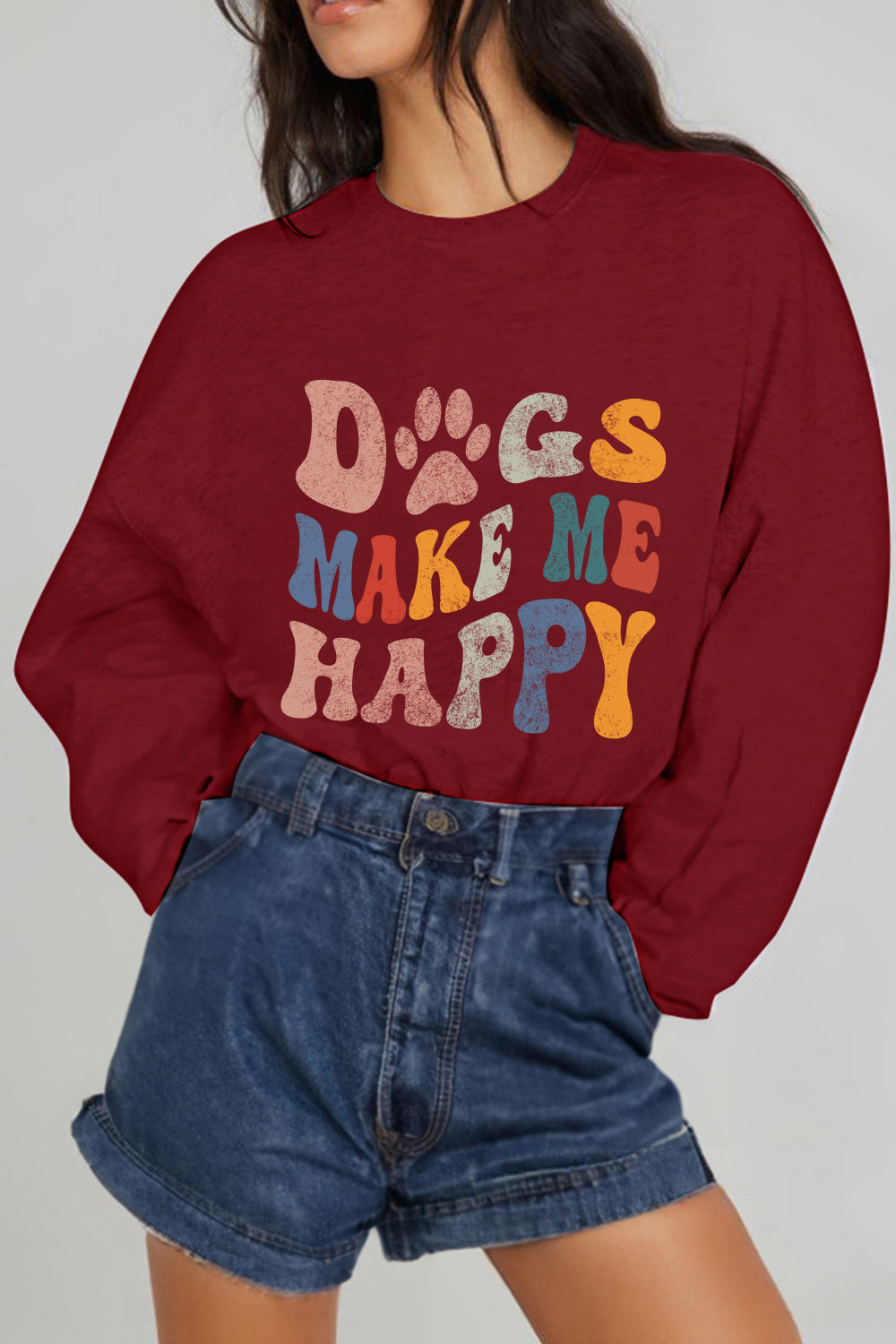 DOGS MAKE ME HAPPY Graphic Sweatshirt