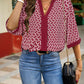 Geometric Print Ladies Notched Blouse