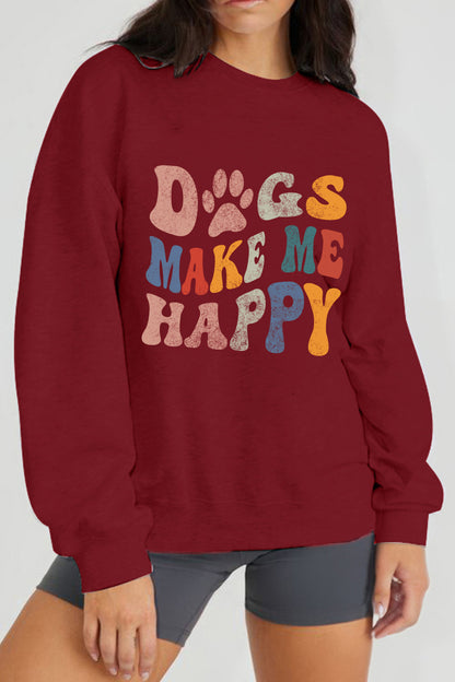 DOGS MAKE ME HAPPY Graphic Sweatshirt