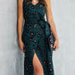 Printed Tie-Waist Spaghetti Strap Dress