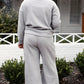 Textured Long Sleeve Top and Drawstring Pants 2 Piece Set