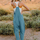 Bohemian V-Neck Sleeveless Jumpsuit with Pocket