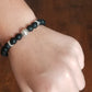 Black Lava Silver Stone Stacking Bracelet Unisex