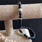 Black Lava Silver Stone Stacking Bracelet Unisex