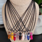 Healing Crystal Fashion Necklace on a  Black Soft Rope Unisex