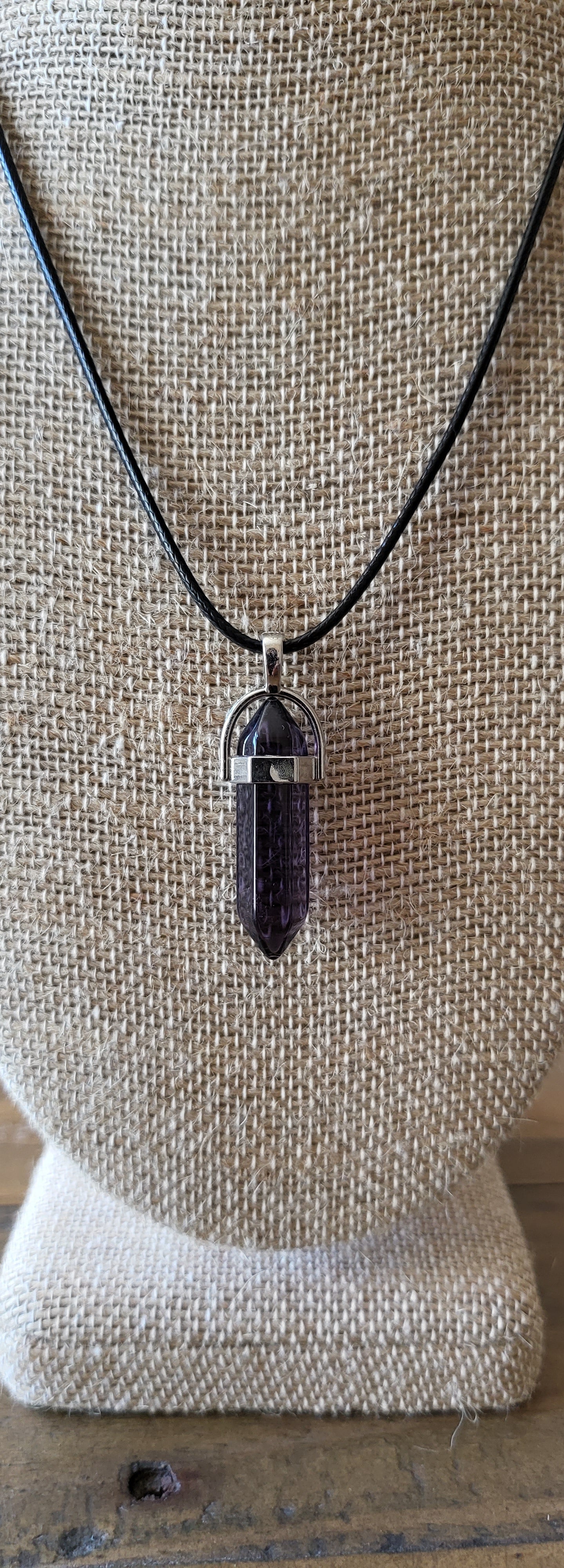 Healing Crystal Fashion Necklace on a  Black Soft Rope Unisex