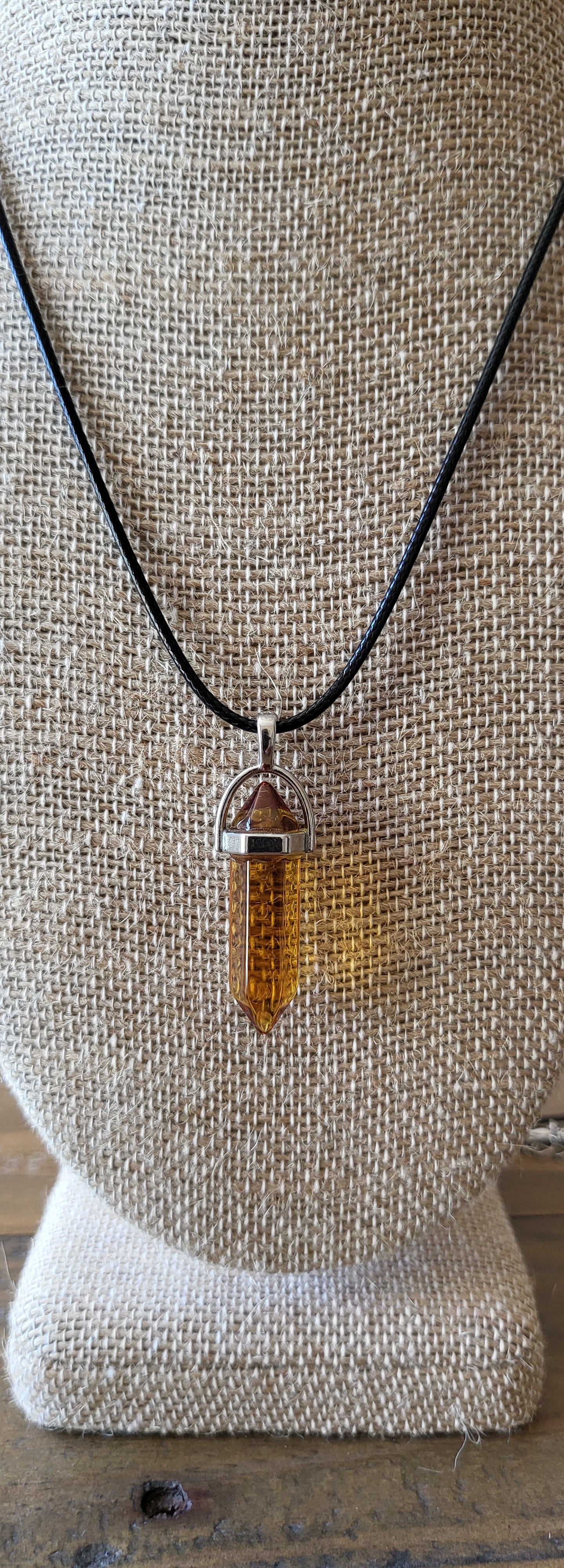 Healing Crystal Fashion Necklace on a  Black Soft Rope Unisex