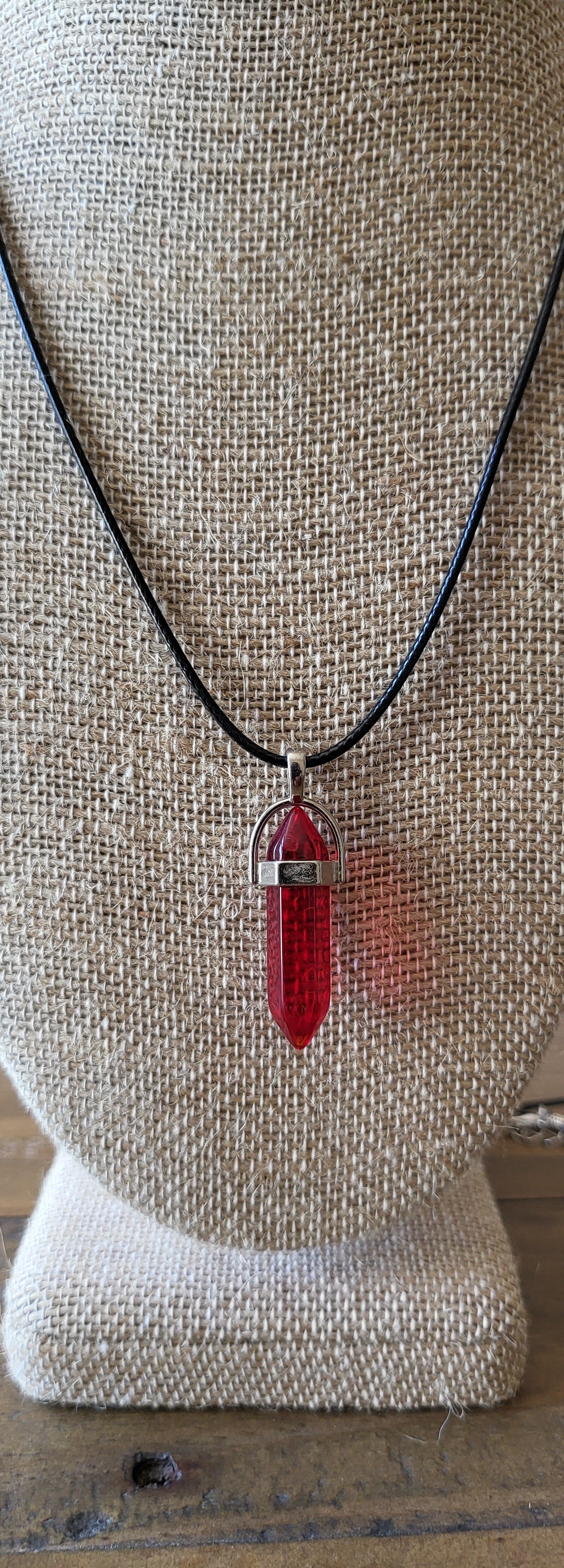 Healing Crystal Fashion Necklace on a  Black Soft Rope Unisex