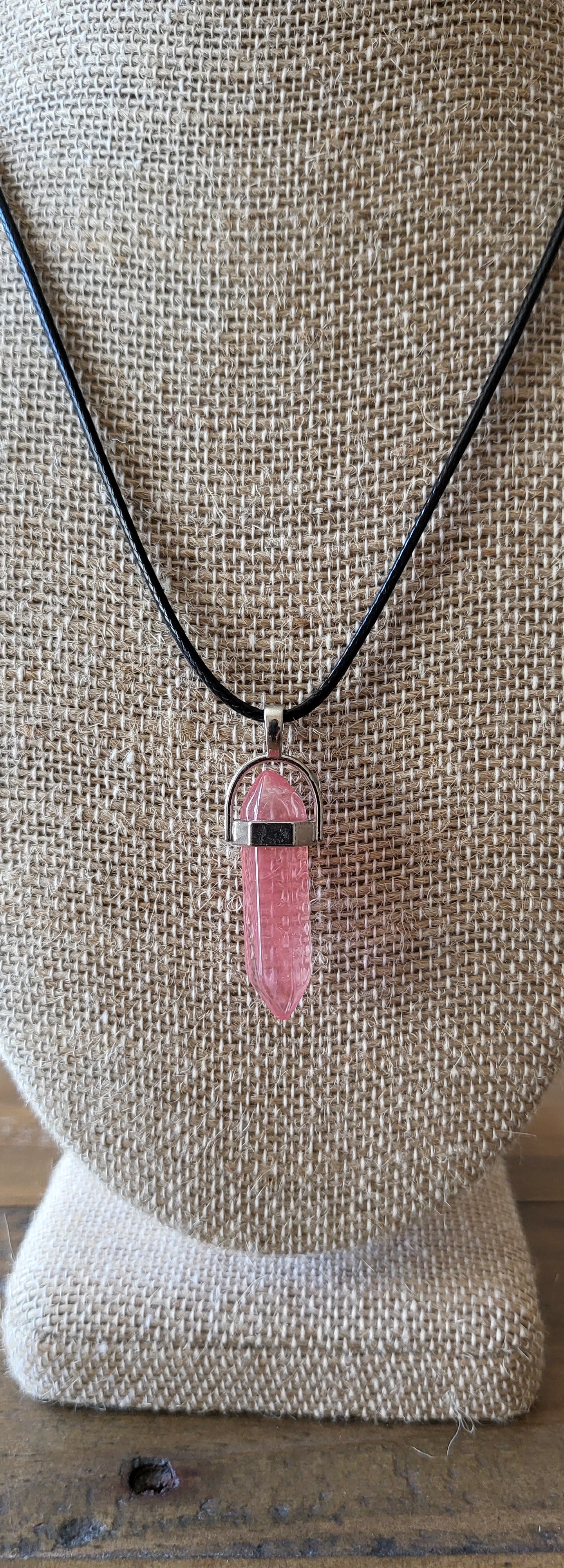 Healing Crystal Fashion Necklace on a  Black Soft Rope Unisex