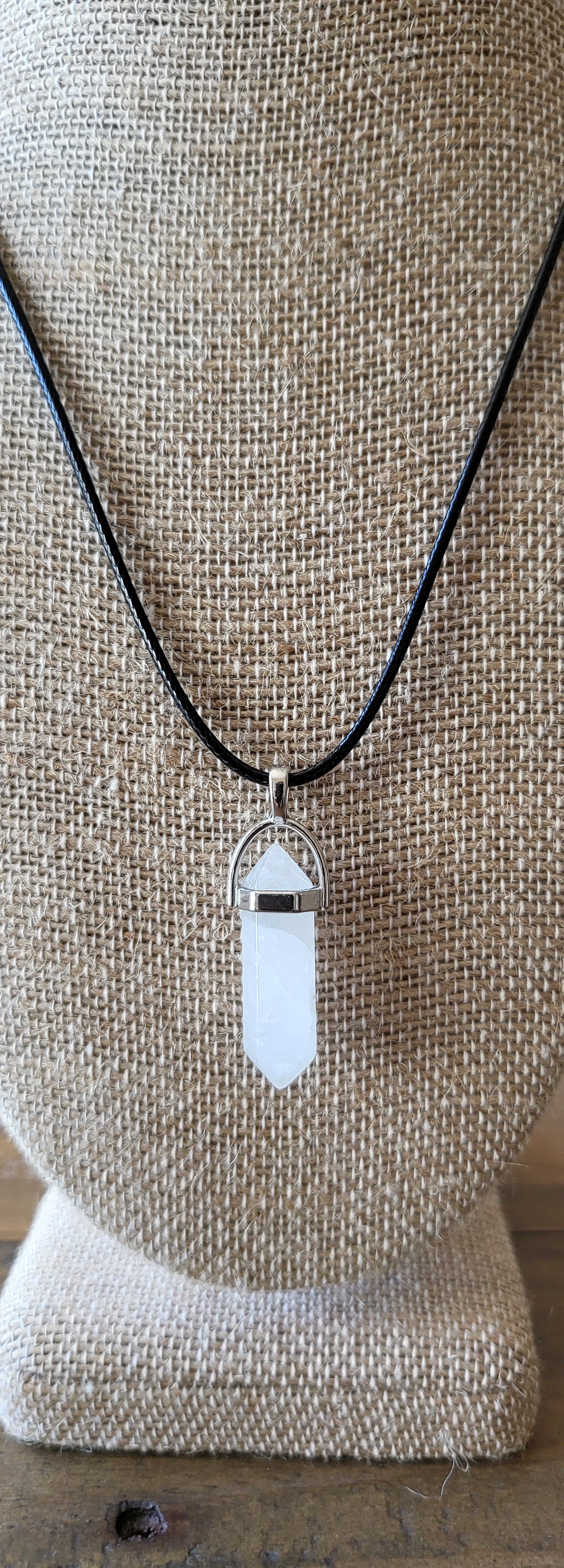 Healing Crystal Fashion Necklace on a  Black Soft Rope Unisex